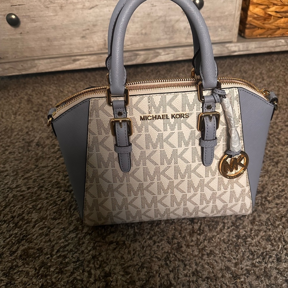 Michael Kors Gray and Blue Satchel - Picture 7 of 7